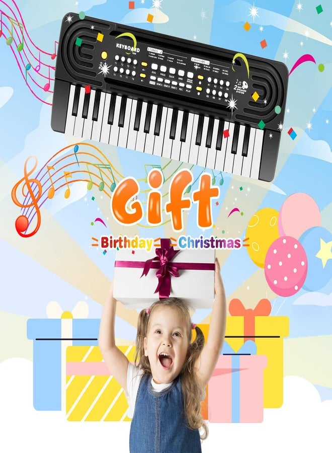 TWFRIC Kids Toddler Toy Piano Keyboard, 37 Key Pianos for Kid Music Toys Instruments with Microphone Dual Speaker Ideal for 3 4 5 6 7 8 Year Old Girl Boy Birthday/Christmas Day Gift (Black) - Image 5